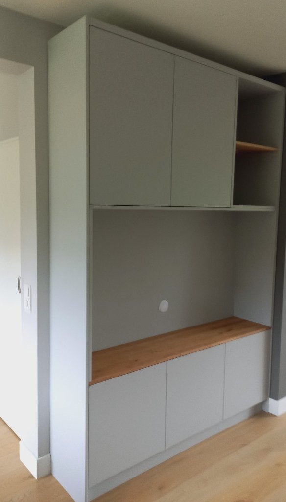 Cinewall, tv-meubel, stereomeubel kast wandmeubel op maat., Ophalen, 200 cm of meer, Nieuw, Teakhout