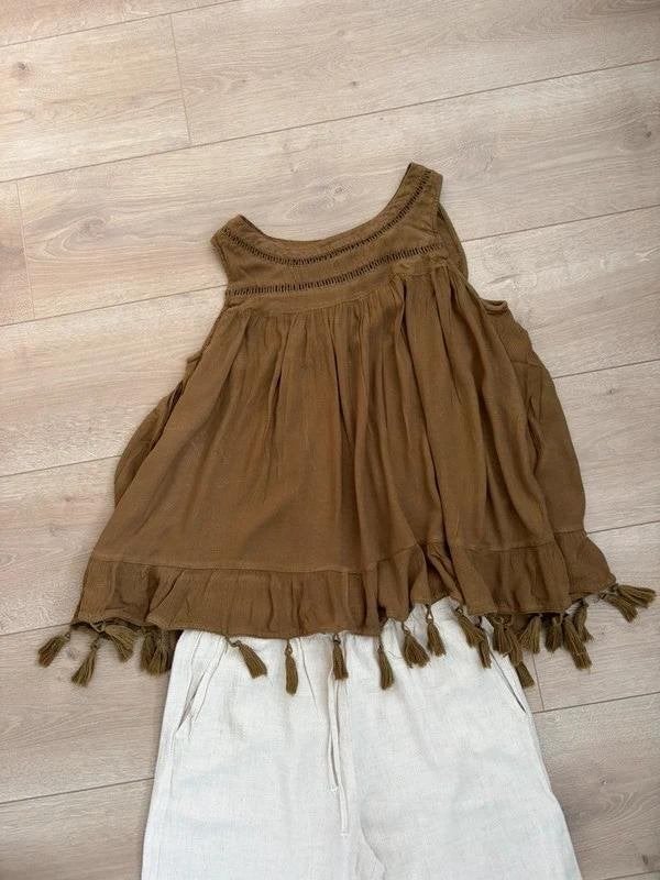 Bruine linnen top boho Ibiza mouwloos shirt Vila S 36, Kleding | Dames, Bruin, Vila, Ophalen of Verzenden, Zo goed als nieuw