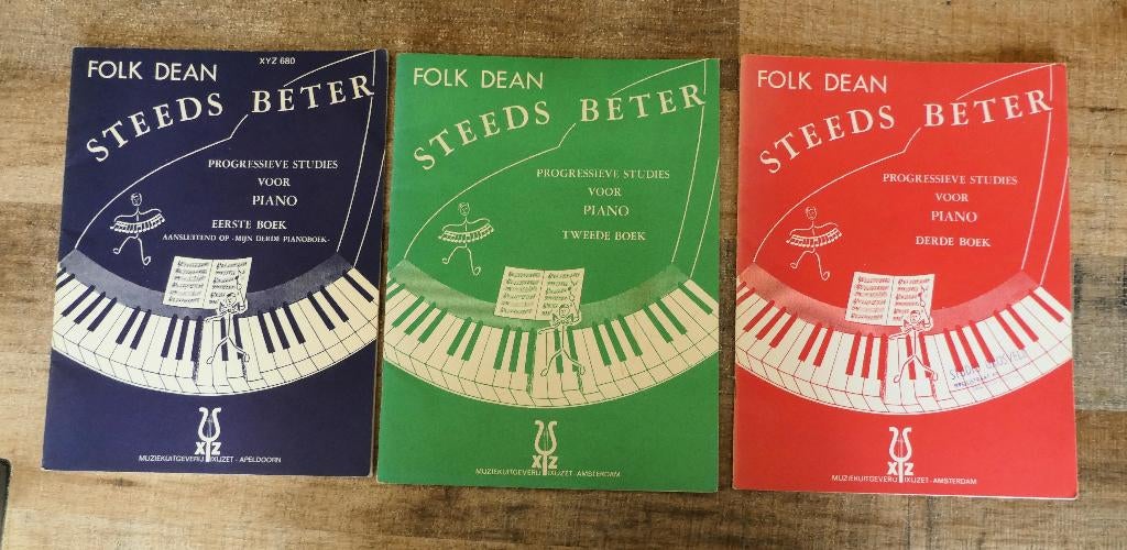 Complete serie Folk Dean pianoboeken Steeds Beter 1- 2 - 3., Muziek en Instrumenten, Bladmuziek, Gebruikt, Les of Cursus, Ophalen of Verzenden