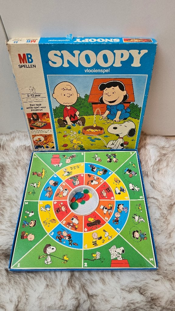 Vintage Snoopy Vlooienspel MB Spellen, Ophalen of Verzenden, Snoopy, Gebruikt, Boek of Spel