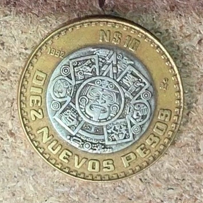 Mexico 1992 Diez Nuevos Pesos N$10 munt (Mexicaans geld), Ophalen of Verzenden, Noord-Amerika, Losse munt, Zilver