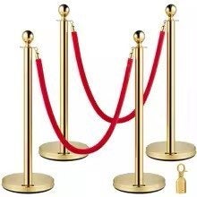 4x Goudkleurig VIP Afzetpaaltje met 2x Rood Koord - Nieuw, Ophalen of Verzenden, Nieuw