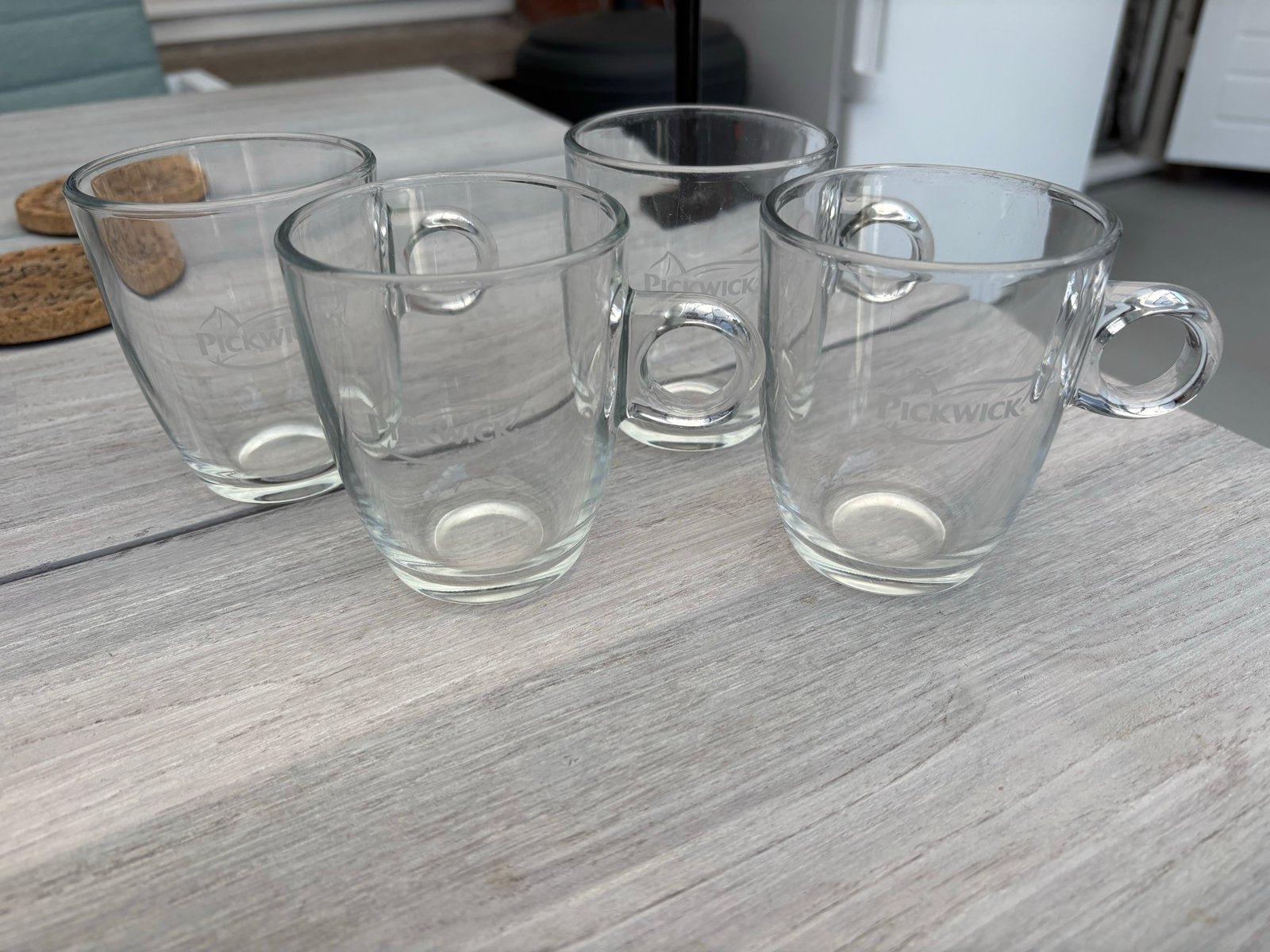 Set van 4 Pickwick theeglazen met oor, Huis en Inrichting, Ophalen of Verzenden, Overige merken, Glas, Overige typen