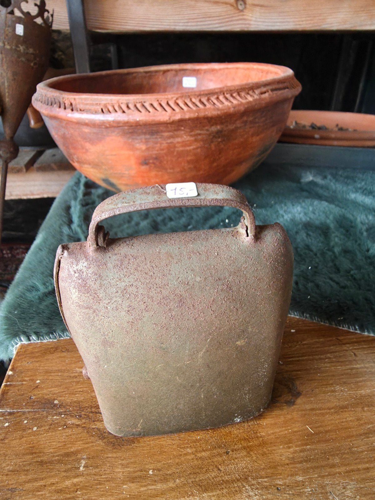brocante ijzeren koe bel, Tuin en Terras, Rond, Ophalen of Verzenden, Metaal, Minder dan 40 cm