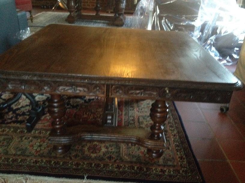 ANTIEKE SALONTAFEL - BRETONS VIERKANT TAFELBLAD, Antiek en Kunst, Ophalen
