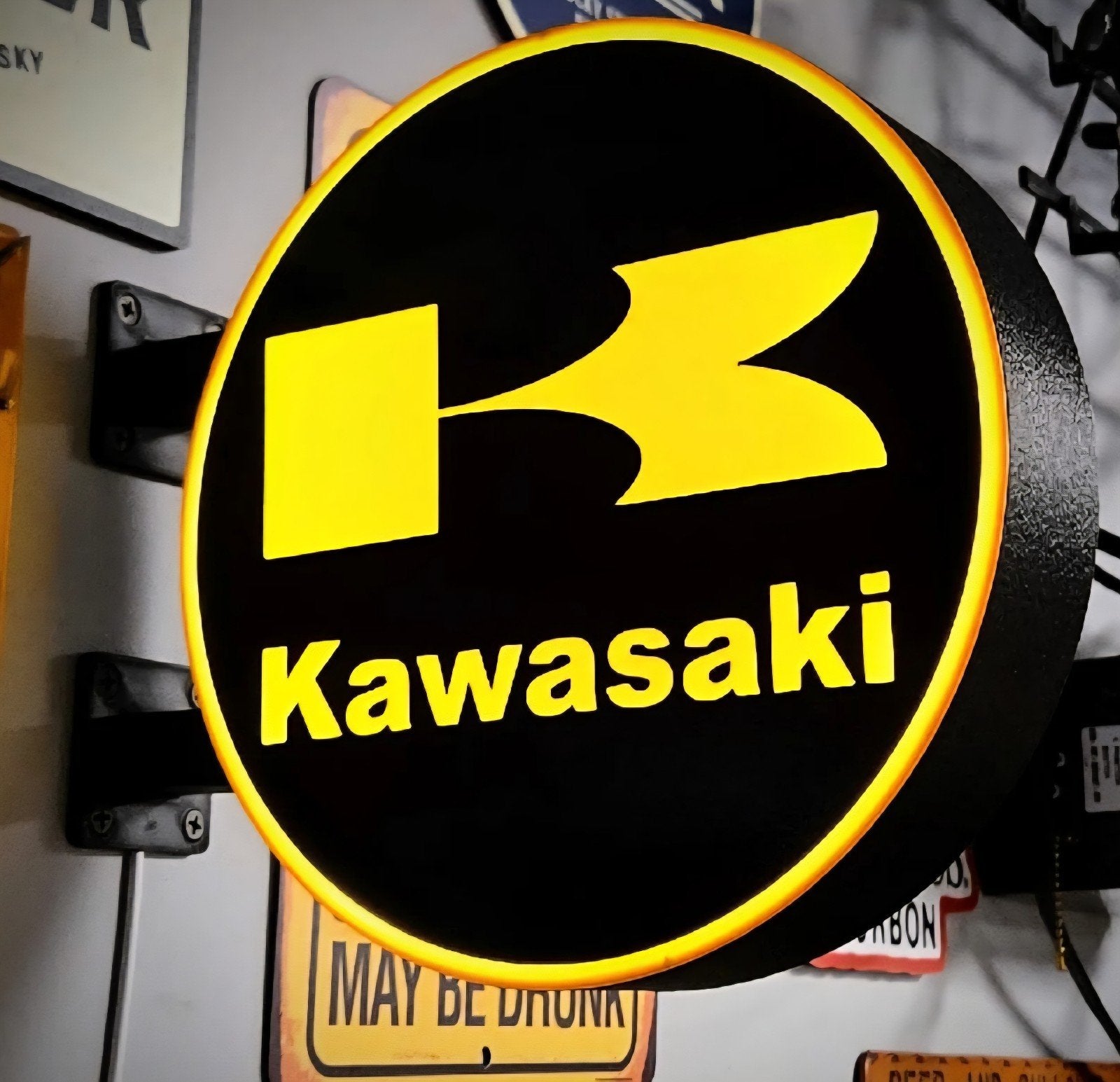 Dubbelzijdige LED Lichtbak Kawasaki - Ø30cm, Verzamelen, Merken en Reclamevoorwerpen, Ophalen of Verzenden, Nieuw, Lichtbak of (neon) lamp
