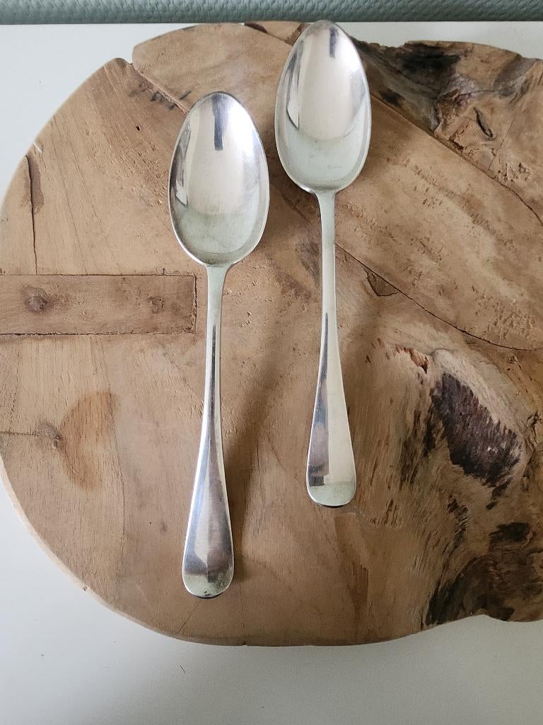 2x Verzilverde Keltum lepel - Hollands glad, Antiek en Kunst, Antiek | Bestek, Ophalen of Verzenden