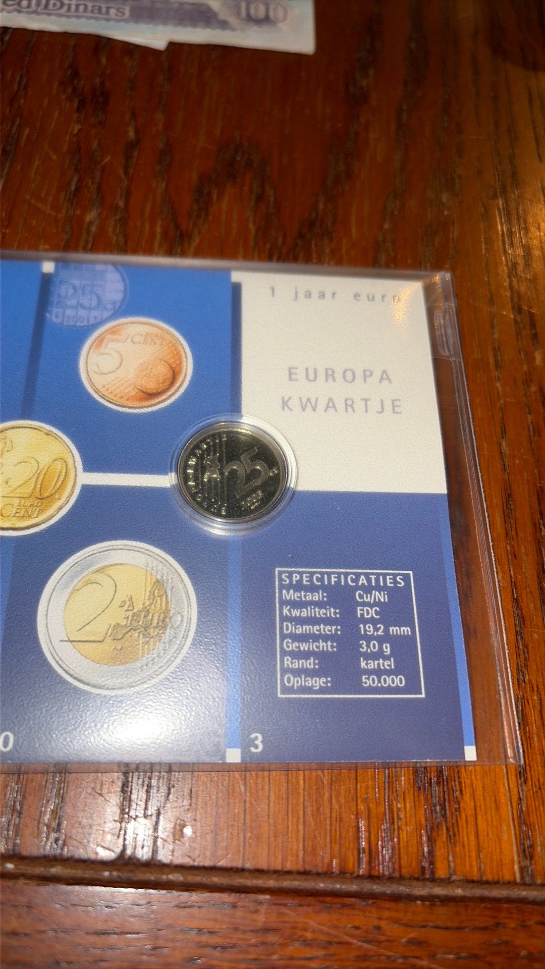 1 Jaar euro Europa kwartje, Ophalen of Verzenden, Losse munt
