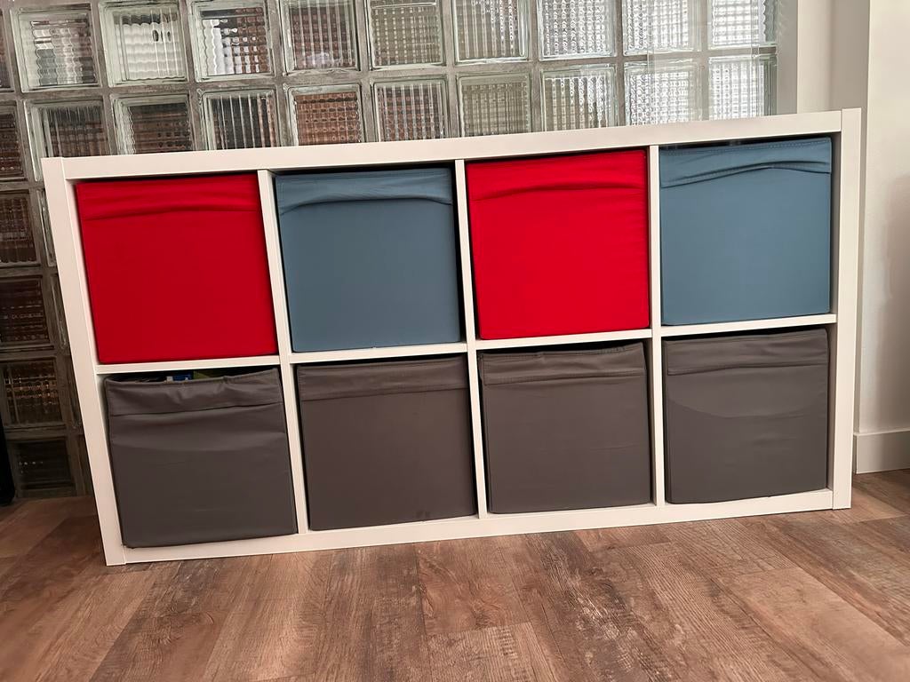 Ikea Kallax kast met gekleurde opbergboxen, Ophalen, Gebruikt
