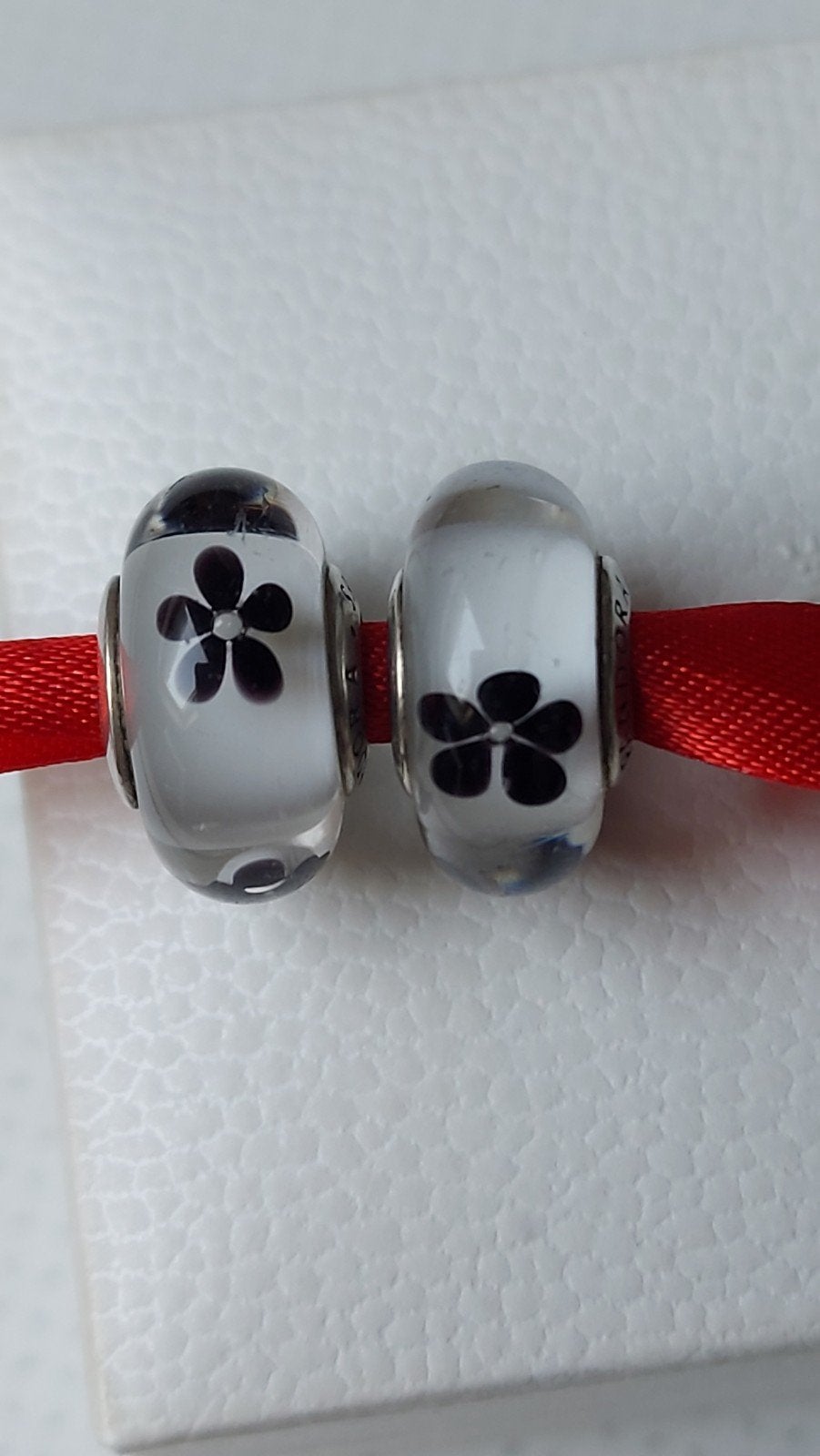 2 Originele Pandora bedel murano glas bloemen PRIJS SAMEN, Ophalen of Verzenden, Zo goed als nieuw, Glas of Kristal, Pandora