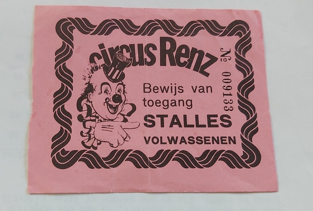 Oud CIRCUS RENZ Bewijs van Toegang., Ophalen of Verzenden, Gebruikt