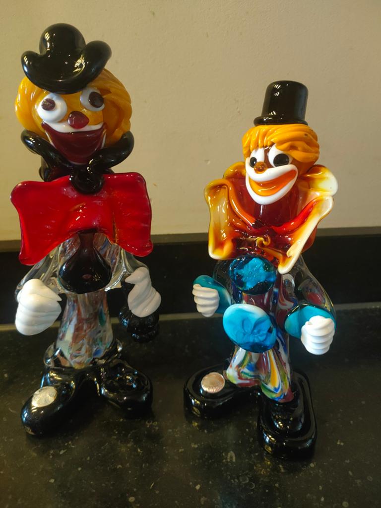 Murano glazen clowns - set van 2, Antiek en Kunst, Antiek | Glas en Kristal, Ophalen of Verzenden