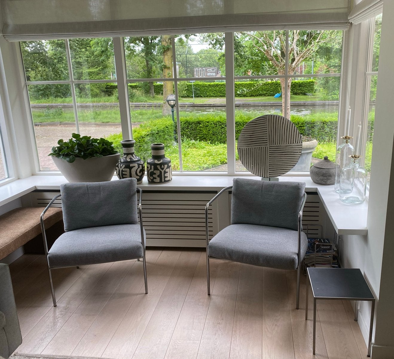 Design stoelen met wollen grijze stof, Ophalen, Twee, Zo goed als nieuw, Stof