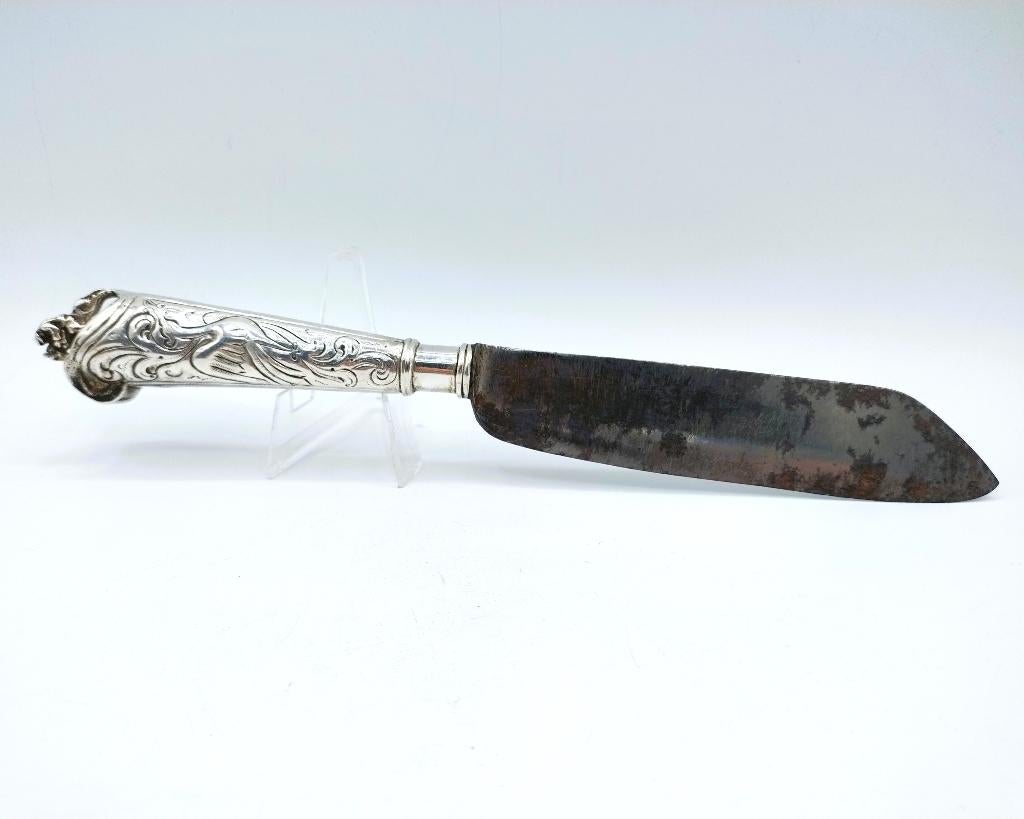 Mes met zilveren heft, J. van Leek, Leeuwarden, 18e eeuws., Verzenden, Zilver