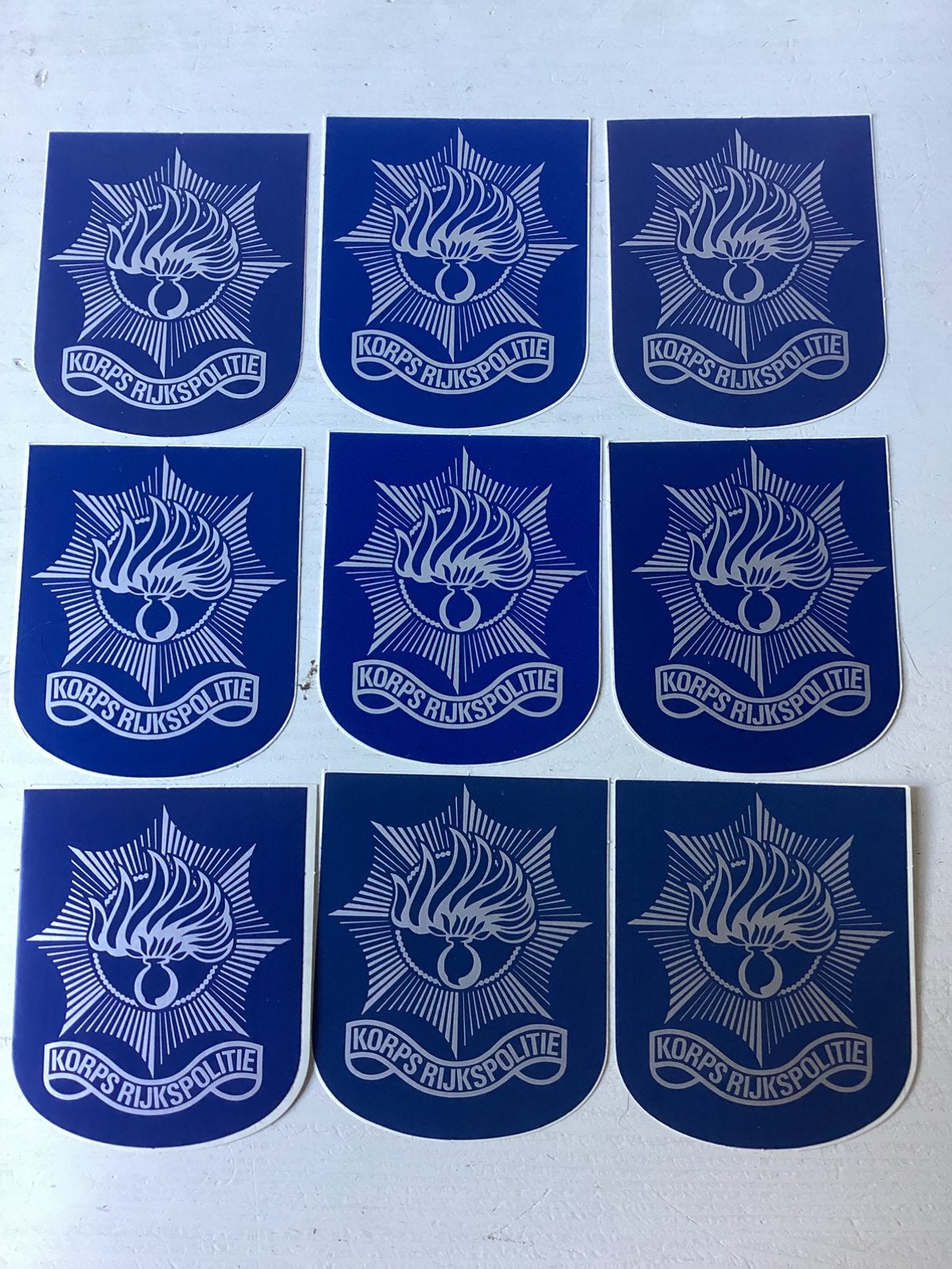 9 stickers Korps Rijkspolitie, Verzamelen, Ophalen of Verzenden, Zo goed als nieuw