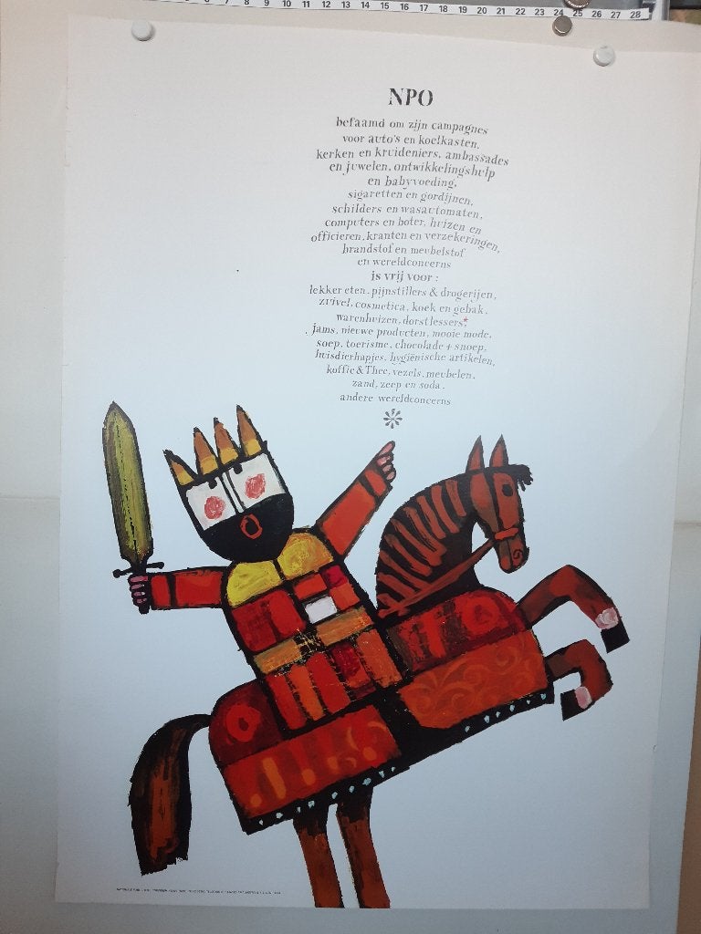 Originele poster Nederlandse Publieke Omroep met Gedicht, Verzenden, A1 t/m A3, Reclame, Rechthoekig Staand
