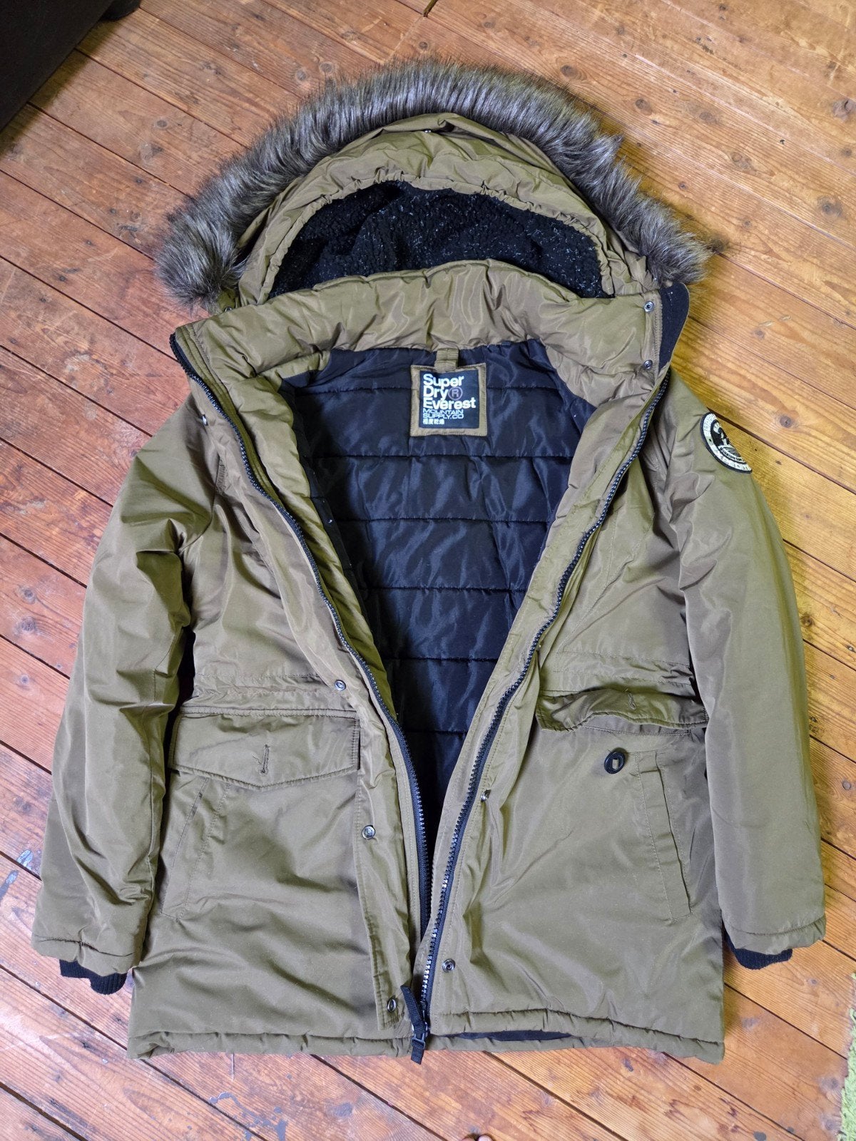 Superdry Everest Parka - Warme Winterjas met Bontkraag, Superdry, Maat 42/44 (L), Ophalen of Verzenden, Gedragen