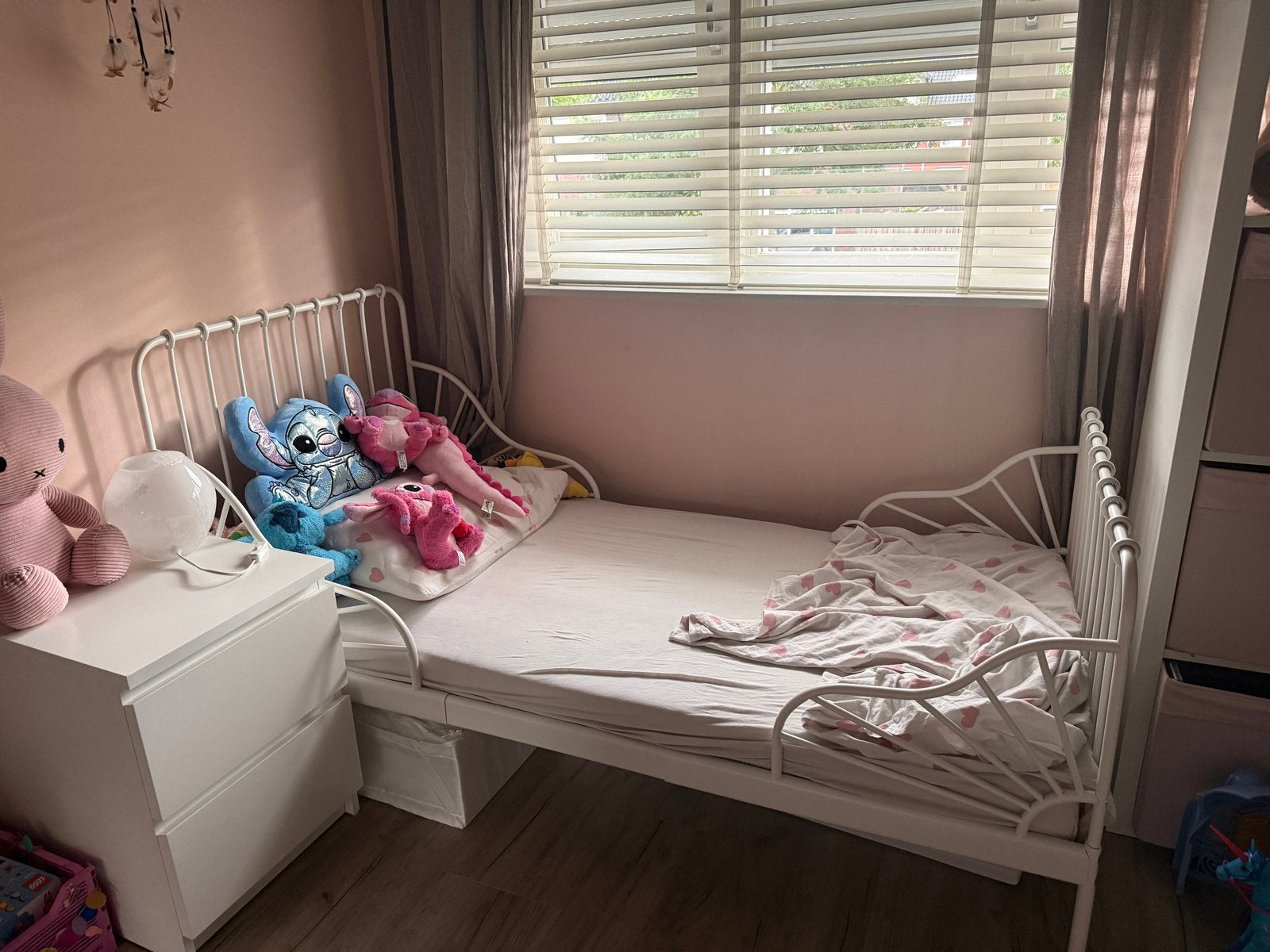 Wit metalen kinderbed - Zo goed als nieuw, Ophalen, 90 cm, Eenpersoons, Wit
