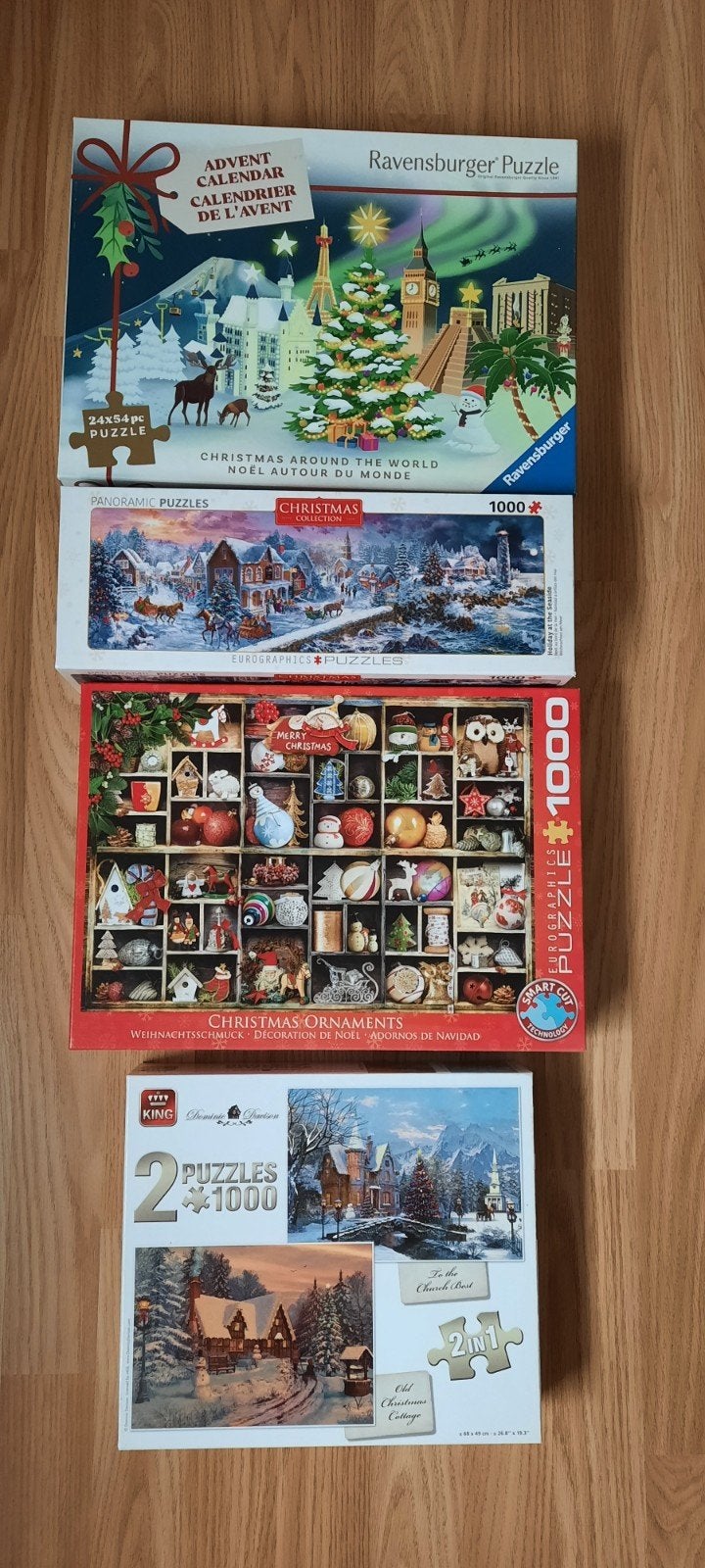 Diverse kerstpuzzels - Ravensburger, Eurographics, King, Ophalen of Verzenden, 500 t/m 1500 stukjes, Zo goed als nieuw, Legpuzzel