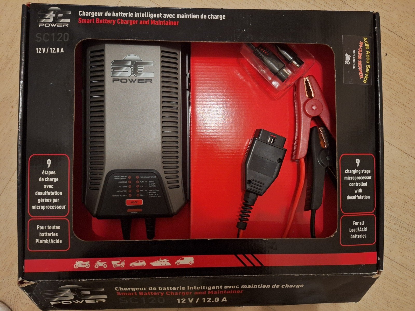 SC Power SC120 Smart Acculader en Druppellader 12V/12.0A, Auto-onderdelen, Accu's en Toebehoren, Ophalen of Verzenden, Nieuw, Universele onderdelen