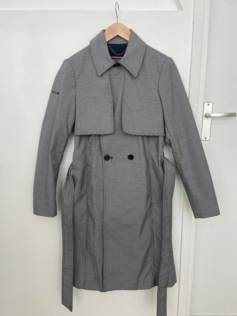Trench coat Superdry - Pied-de-poule’ - mt. 38, Ophalen of Verzenden, Zo goed als nieuw, Maat 38/40 (M), Zwart
