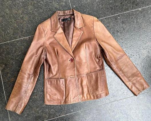 Soho New York Leren Dames Jas Maat 40, Kleding | Heren, Broeken en Pantalons, Ophalen of Verzenden, Gedragen, Bruin