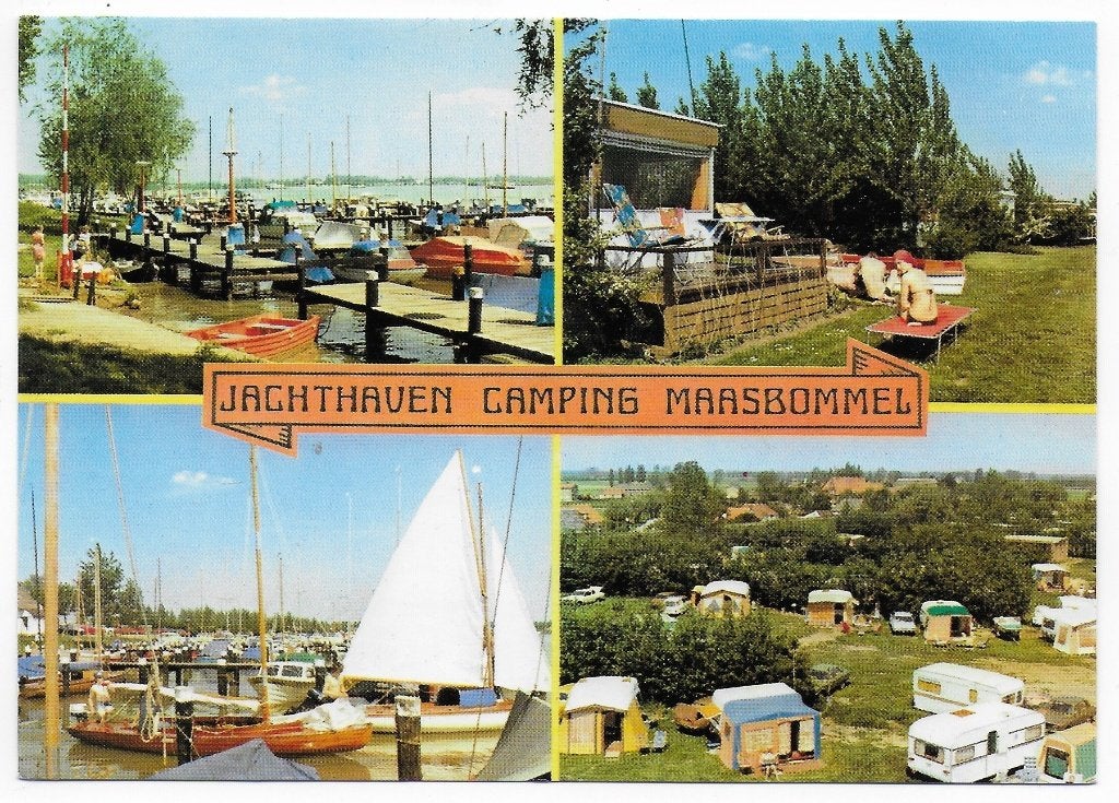 Maasbommel jachthaven Camping Ansichtkaart (C61), Ophalen of Verzenden, 1980 tot heden, Gelopen