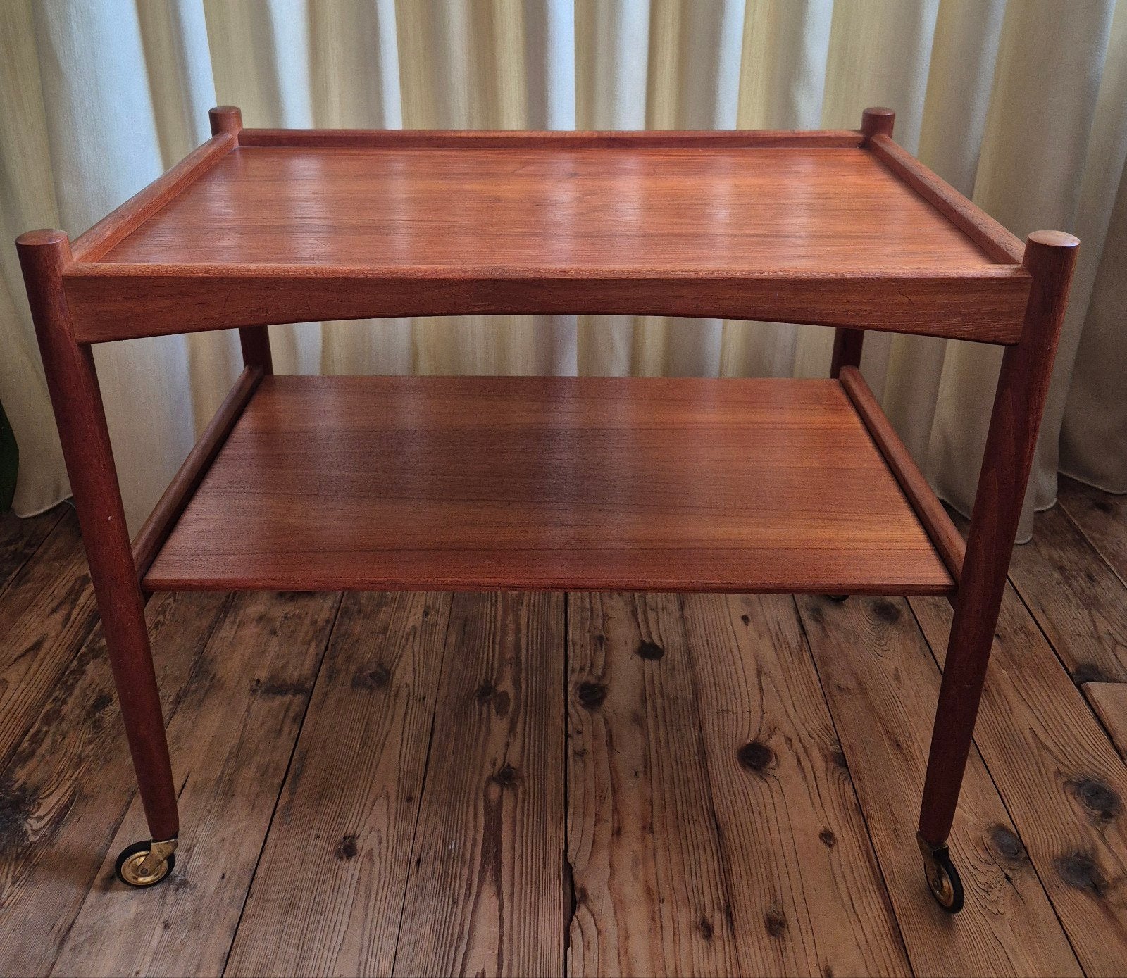 danish design teak vintage bijzettafel trolley, Ophalen, Gebruikt, 50 tot 100 cm, 50 tot 100 cm