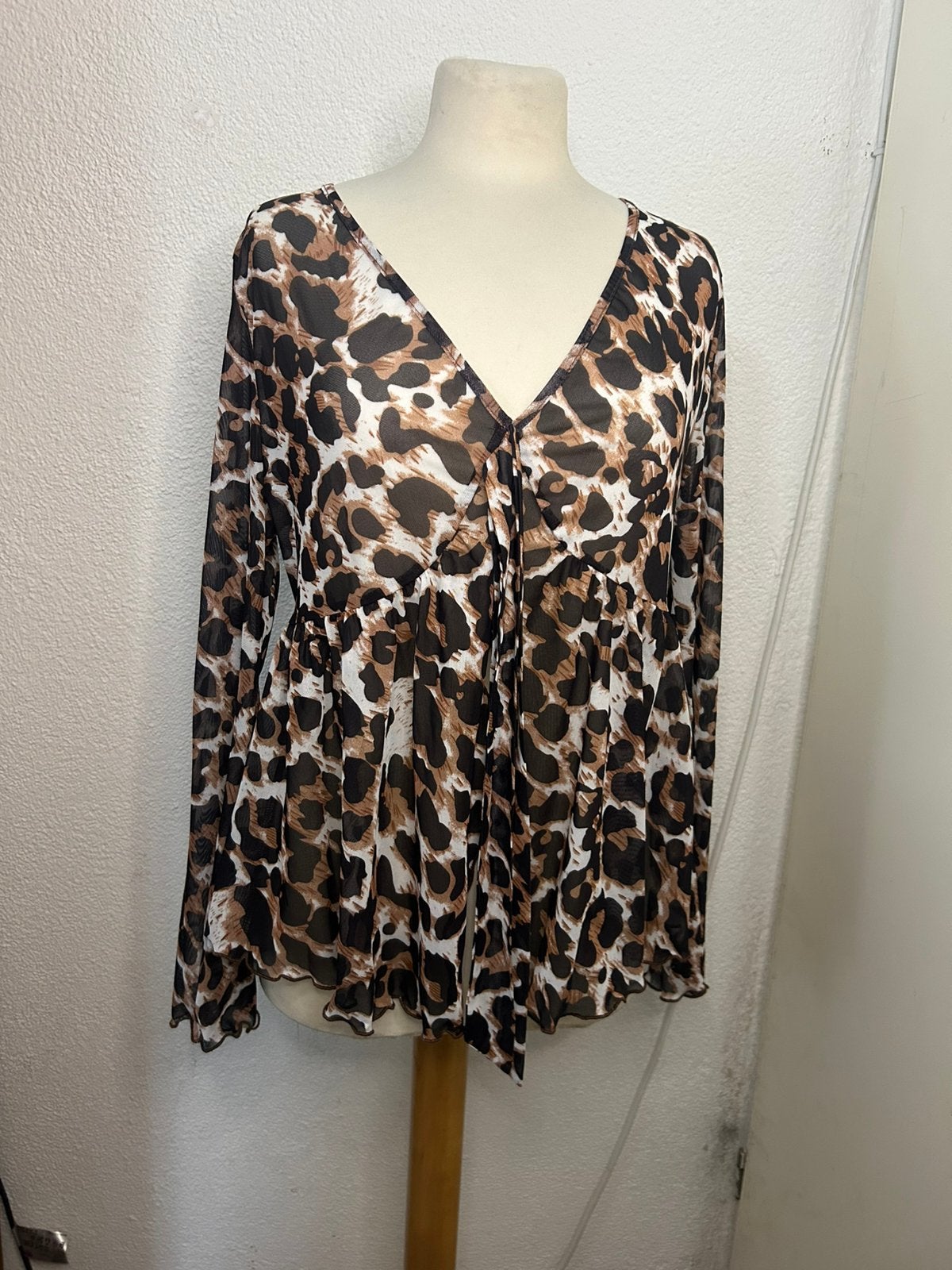 Doorschijnende dames blouse | Shein Curve | maat 0XL, Ophalen of Verzenden, Zo goed als nieuw, Maat 46/48 (XL) of groter, Bruin