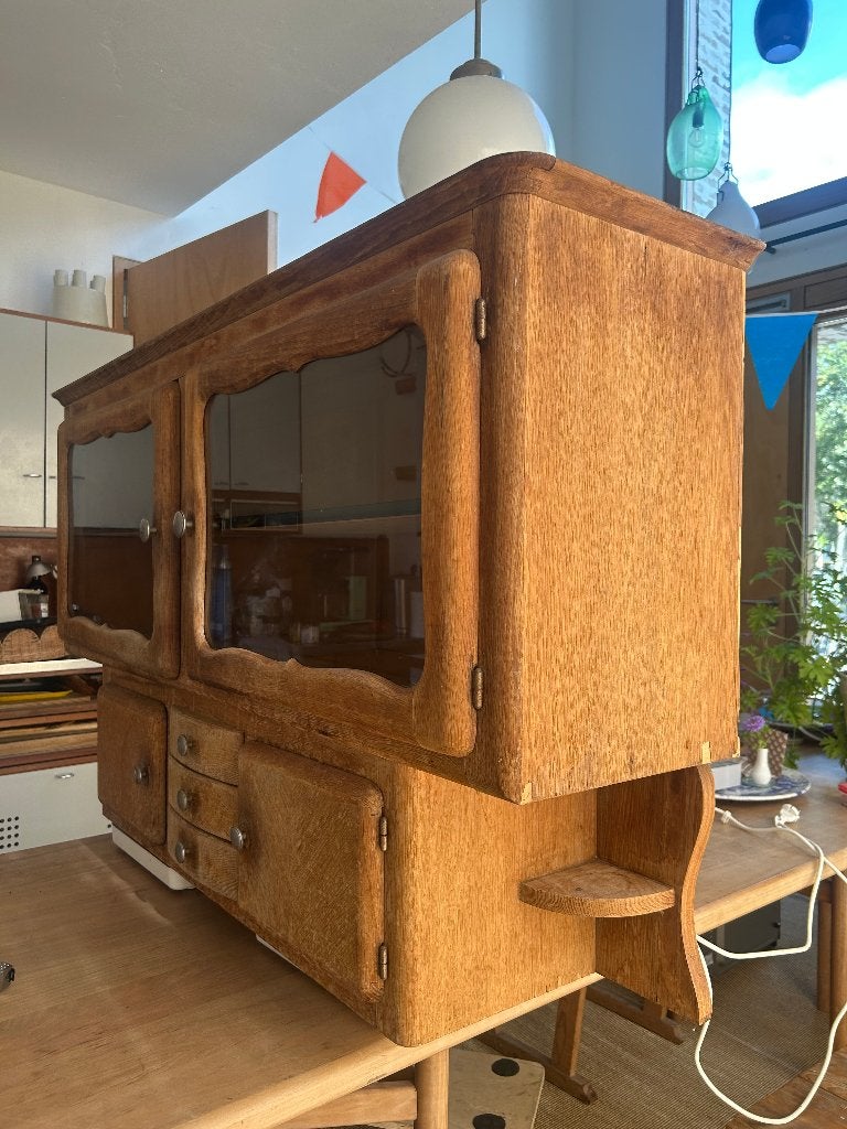 bovenkast van oude buffetkast, Ophalen, Amsterdamse school / art deco, Gebruikt, Eikenhout