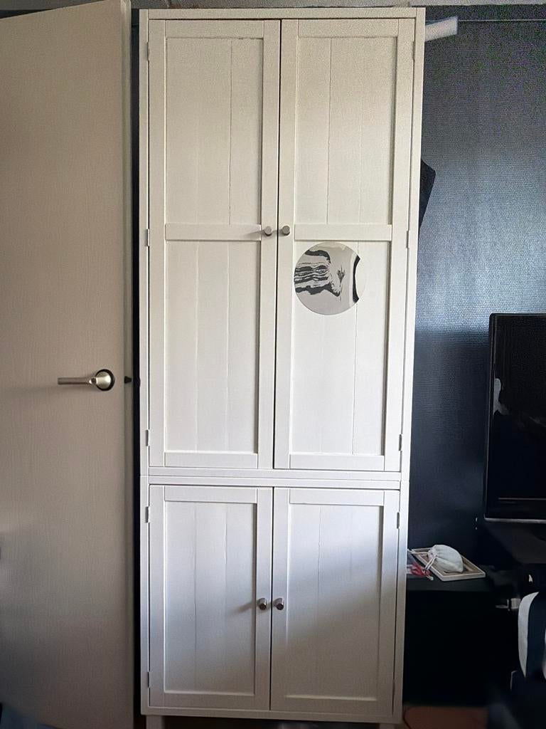 Witte kledingkast met deuren en planken, Ophalen, Gebruikt, 200 cm of meer, 50 tot 100 cm