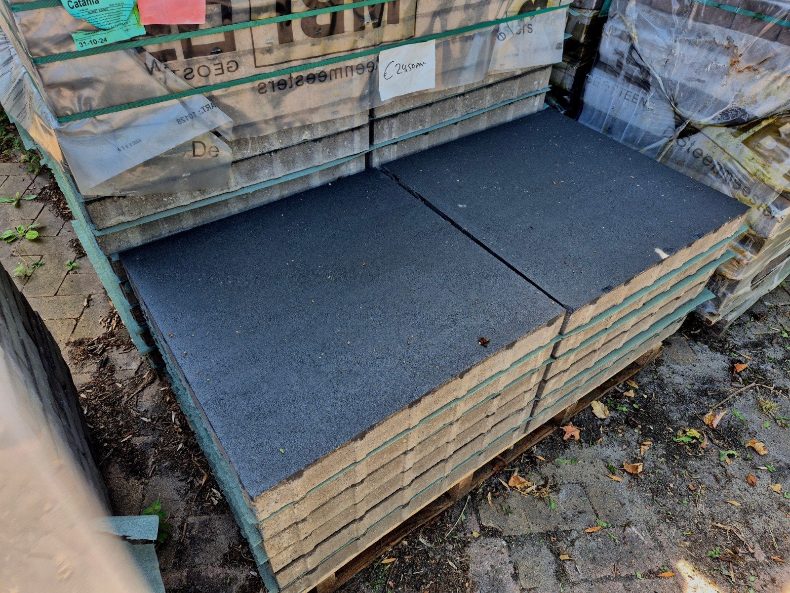 99m² 60x60x6cm antraciet terrastegels geïmpregneerd s-partij, Gecoat, Nieuw, Ophalen of Verzenden, 10 m² of meer
