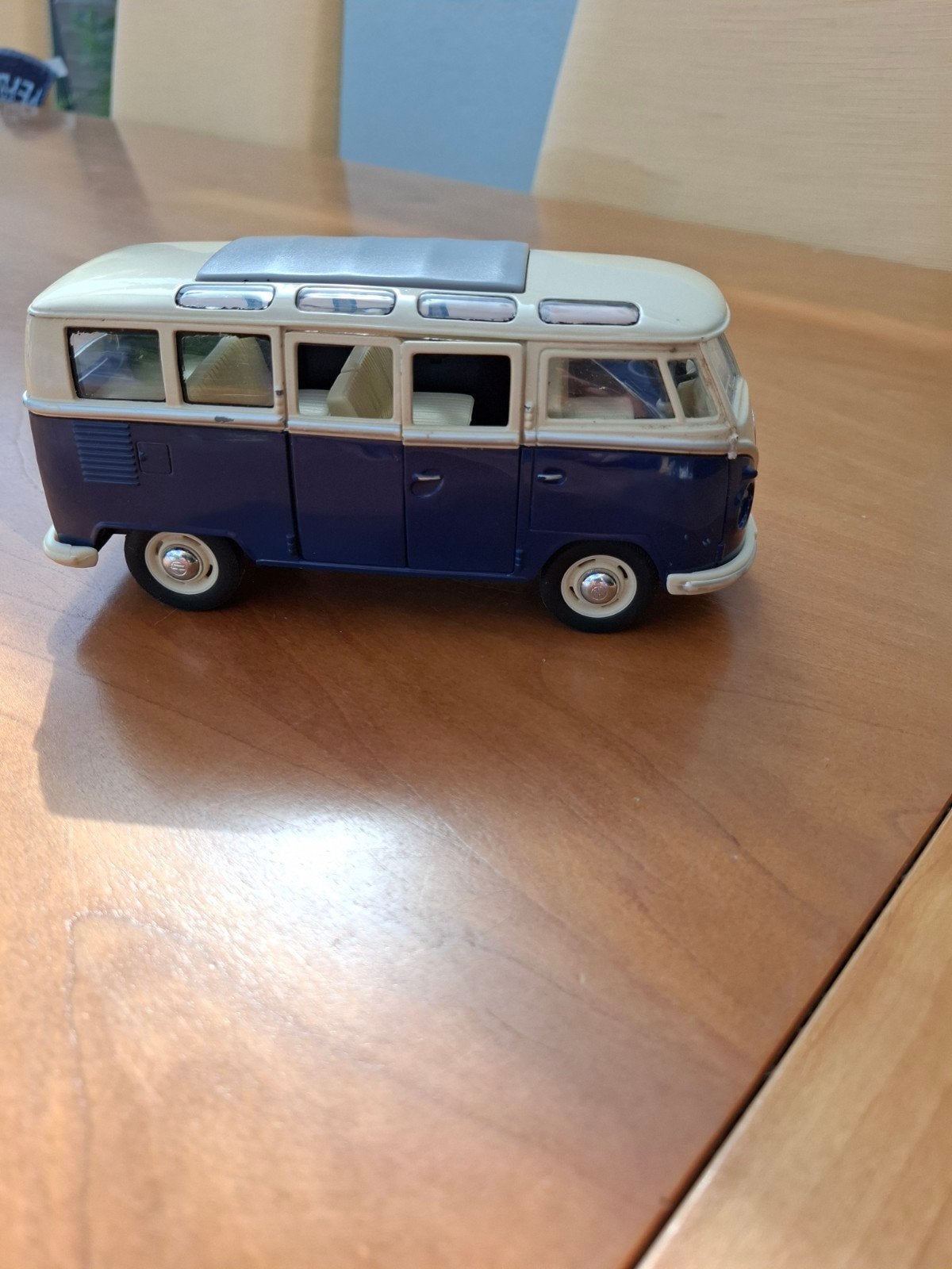 Volkswagen T1 Bus Modelauto - Blauw/Wit, Overige merken, Auto, 1:32 tot 1:50, Ophalen of Verzenden