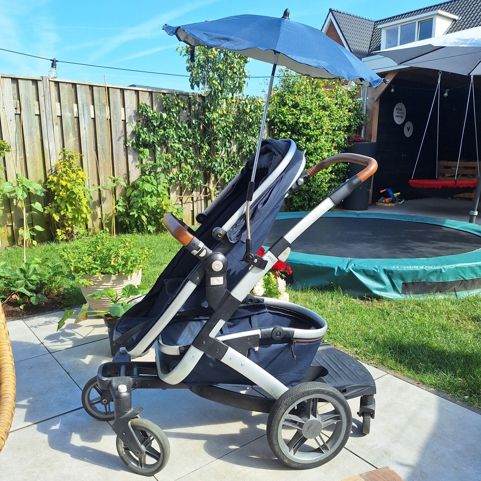 Joolz Geo kinderwagen donkerblauw met veel accessoires, Gebruikt, Verstelbare duwstang, Combiwagen, Ophalen