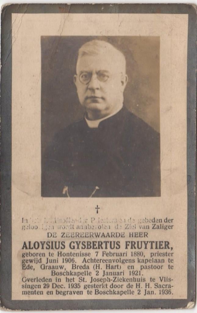 pastoor Aloysius Fruytier 1880 Hontenisse + 1936 Vlissingen, Verzamelen, Verzenden