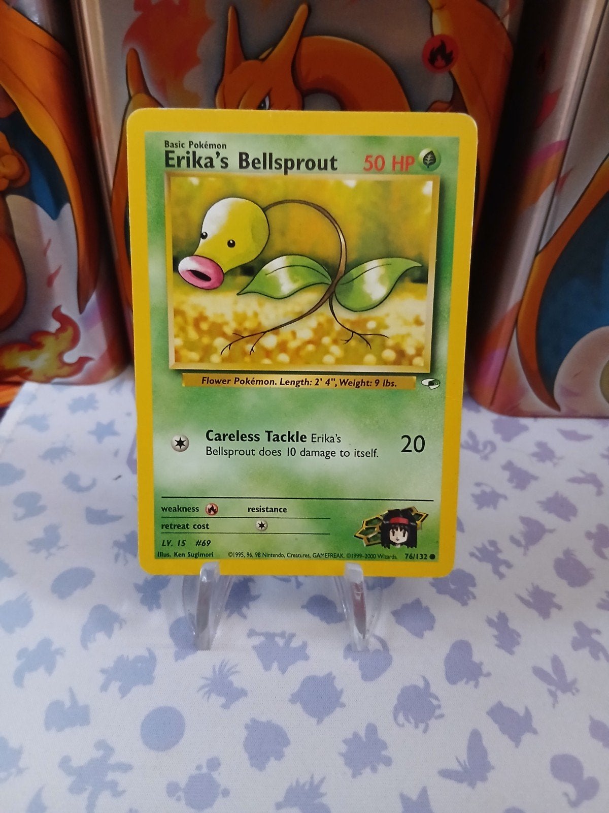 Erika's Bellsprout Pokémon Kaart (76/132) - Gym Heroes, Ophalen of Verzenden, Zo goed als nieuw, Losse kaart