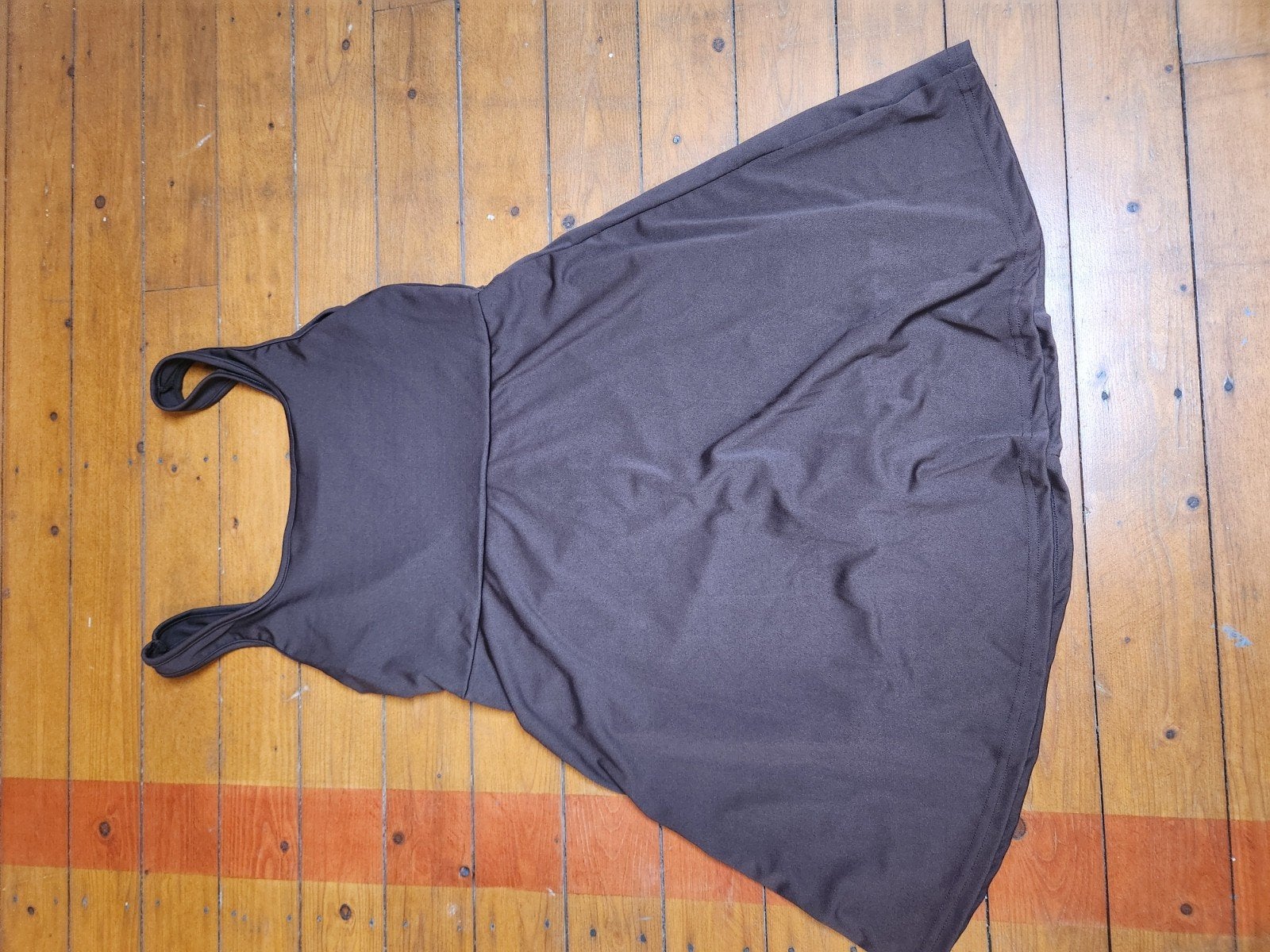 Donkerbruin badpak met rokje - Maat XL, Kleding | Dames, Bruin, Badpak, Ophalen of Verzenden, Onbekend