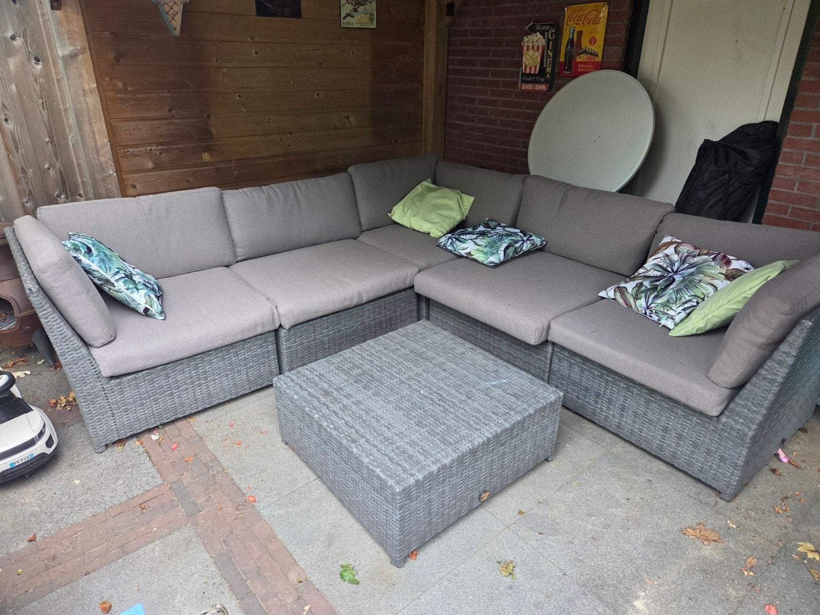 Wicker Tuinset Loungeset Tuincentrum Oosterik, Ophalen, 4 zitplaatsen, Gebruikt, Bank