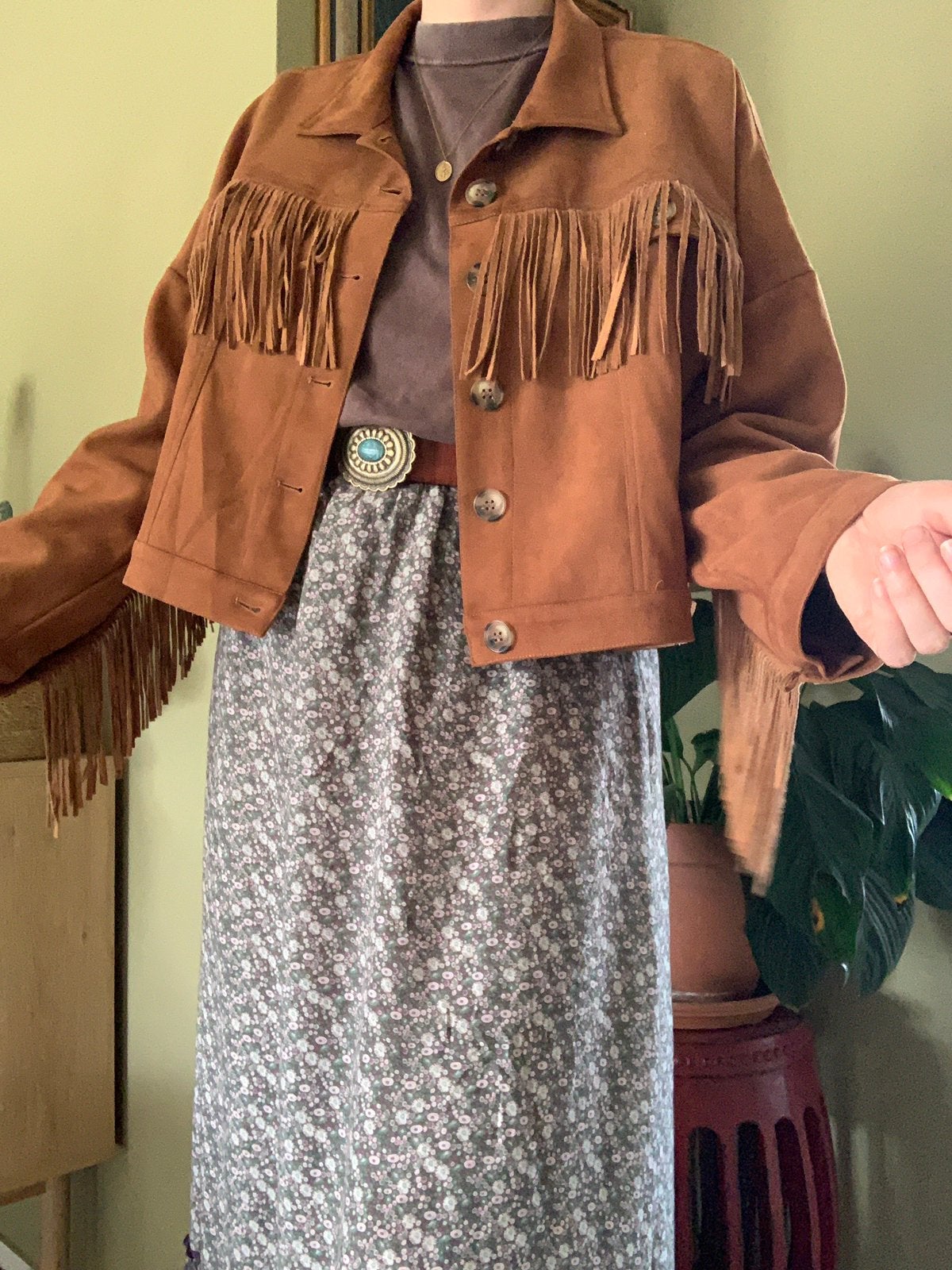 Vintage vegan fringe jacket M bohemian bomberjack franjes, Maat 38/40 (M), -, Ophalen of Verzenden, Zo goed als nieuw