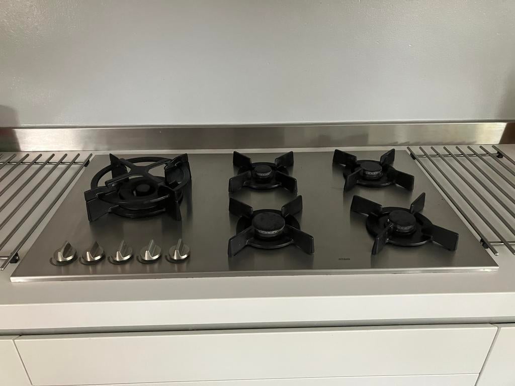 Atag gaskookplaat 90x52 cm - RVS met 5 pitten, Witgoed en Apparatuur, Kookplaten, Gebruikt, Inbouw, Gas, 5 kookzones of meer, Ophalen of Verzenden