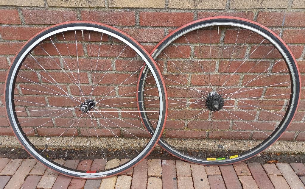 set wielen raceciets 1987 Mavic MA40 velgen Shimano naven, Gebruikt, Aluminium, Mavic, Racefiets