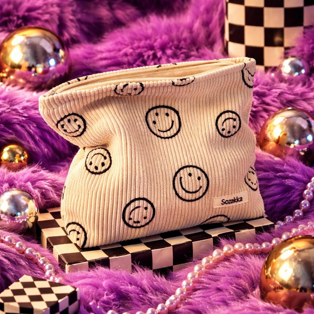 Nieuwe Smiley Make-up Tas - Sozakka, Ophalen of Verzenden, Nieuw, Beige, Dame