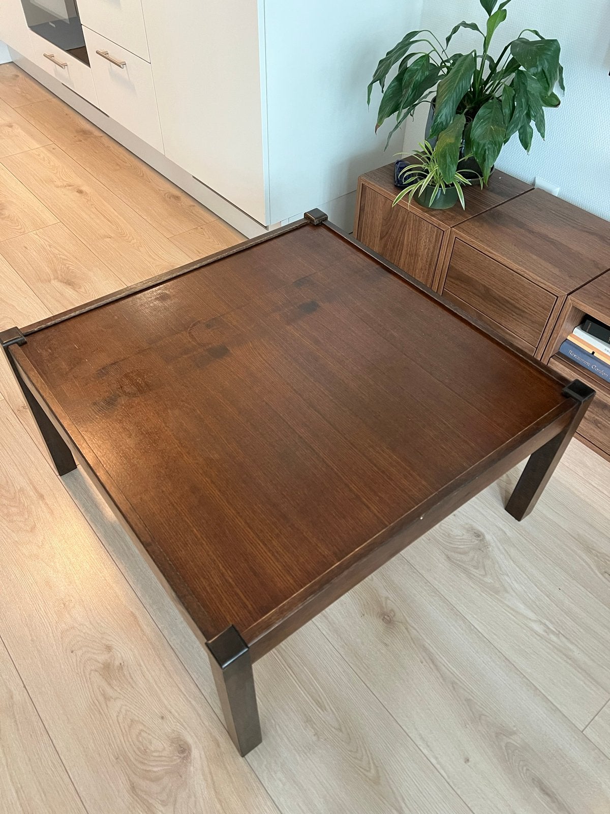 Vintage teakhouten koffietafel, Huis en Inrichting, Tafels | Salontafels, Ophalen, Gebruikt, 50 tot 100 cm, Minder dan 50 cm