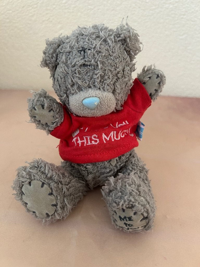 Grijze Me to You knuffelbeer met rood Love you shirt, P.O. Box 500, Chichester, PO20 2XZ, UK, Me To You, Gebruikt, Stoffen beer