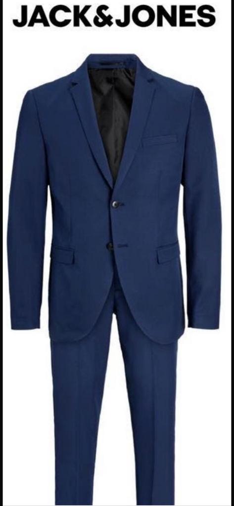 Donkerblauw gala pak mt 48 met wit overhemd, Ophalen of Verzenden, Zo goed als nieuw, Maat 48/50 (M), Blauw