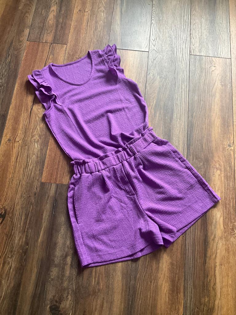 Nieuw. Set: Short en top, Terstal Pescara, paars, maat M, Kleding | Dames, Jumpsuits, Ophalen, Nieuw, Maat 38/40 (M), Paars