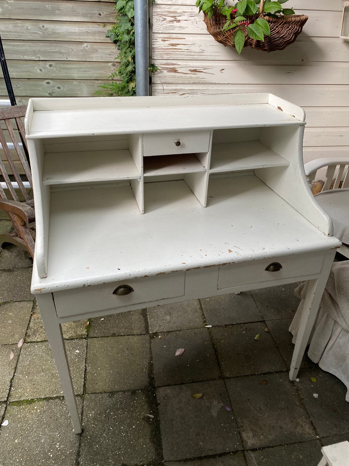 Vintage wit houten secretaire / bureau, Ophalen