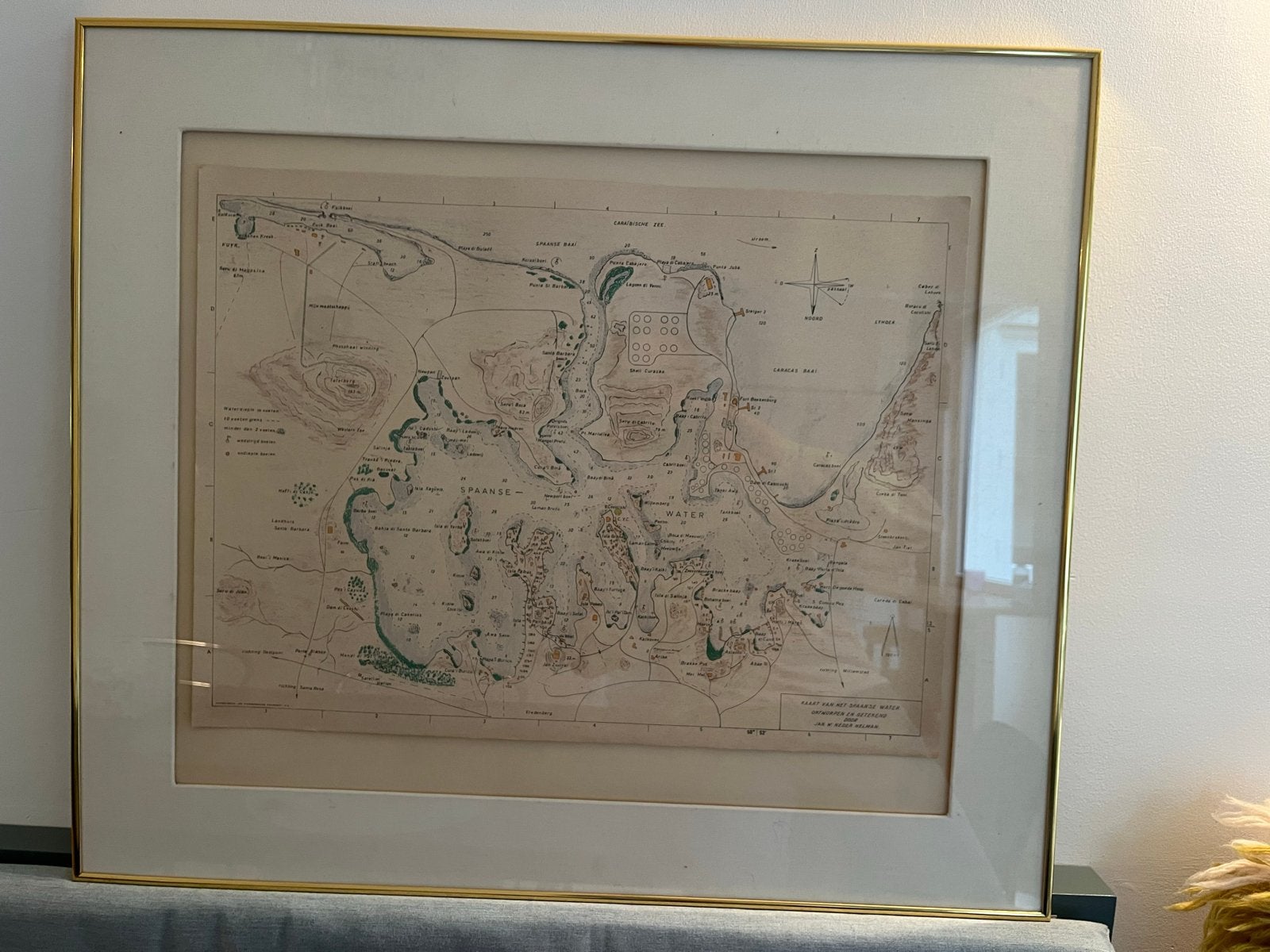 Kaart van het Spaanse Water, Curaçao - Jan W. Neder Helman, Ophalen, 1800 tot 2000, Nederland, Landkaart