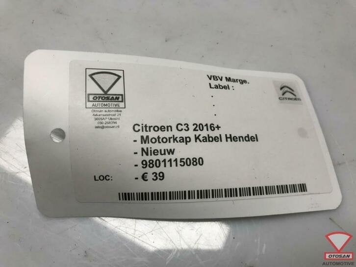 citroen c3 2016+ motorkap kabel hendel nieuw! 9801115080, Gebruikt, Ophalen of Verzenden, Taurusavenue 1
2132 LS  Hoofddorp, NL