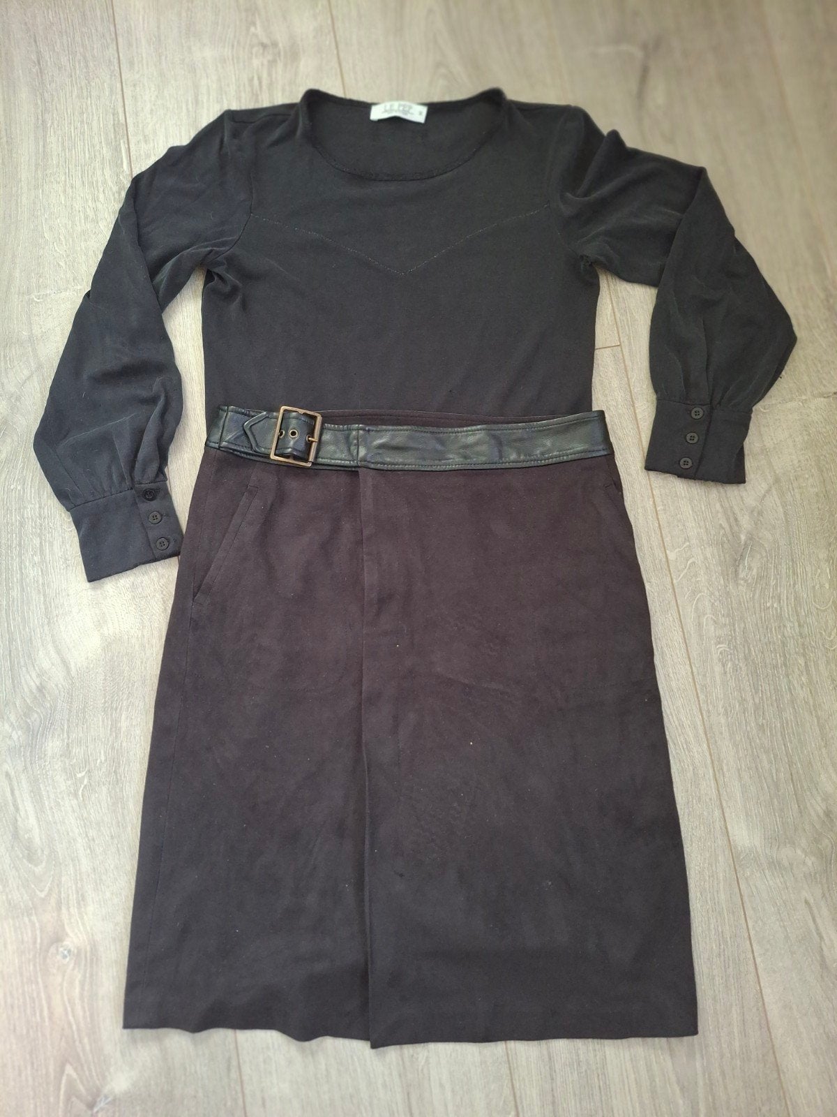 Le Pep Zwarte Rok met Leren Details en Gesp, Maat 38/40 (M), Le Pep, Zwart, Ophalen of Verzenden